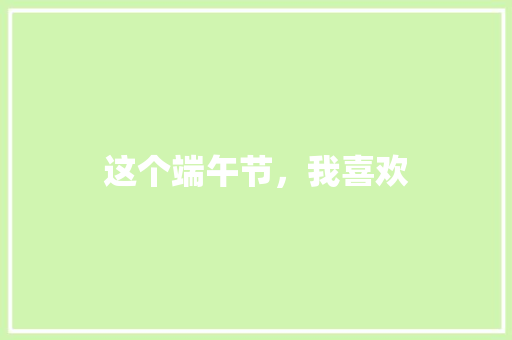 这个端午节，我喜欢
