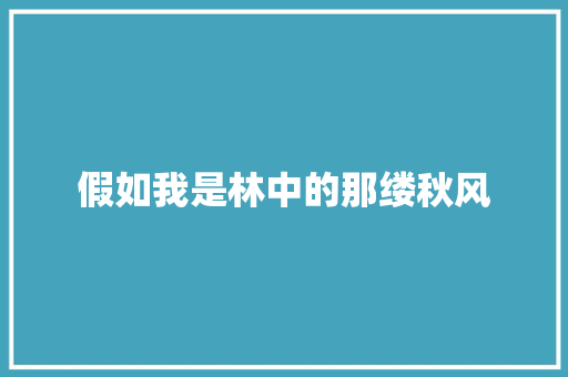 假如我是林中的那缕秋风