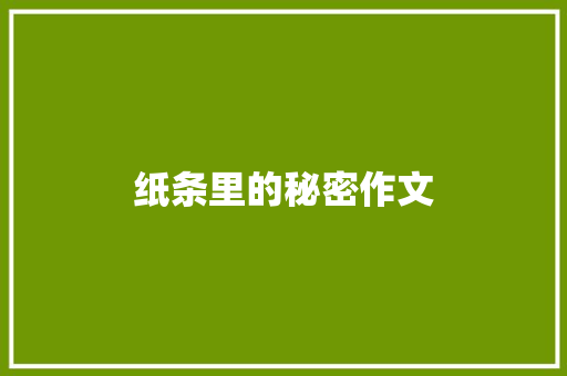 纸条里的秘密作文