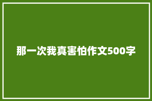 那一次我真害怕作文500字