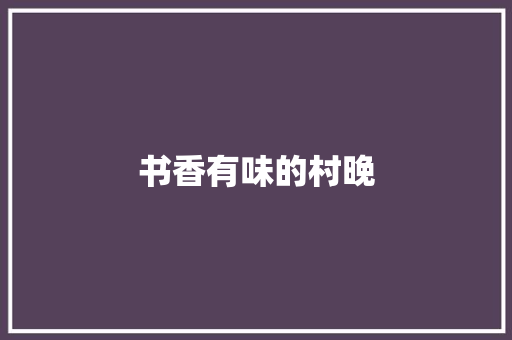 书香有味的村晚