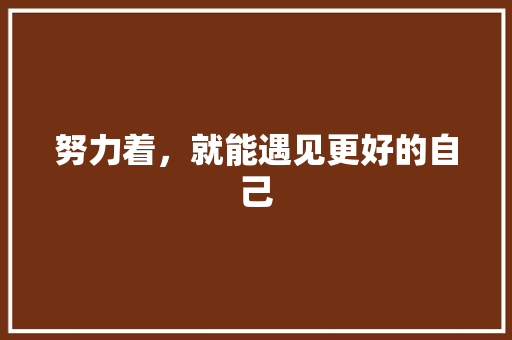 努力着，就能遇见更好的自己
