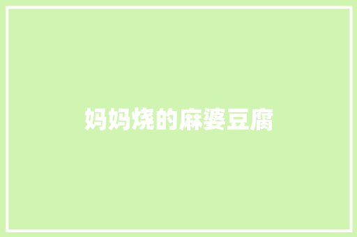 妈妈烧的麻婆豆腐