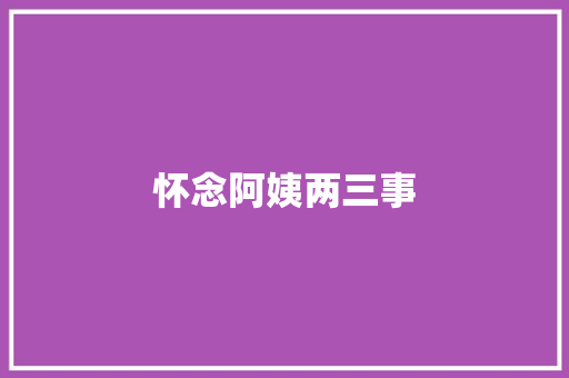 怀念阿姨两三事
