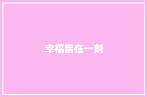 幸福留在一刻