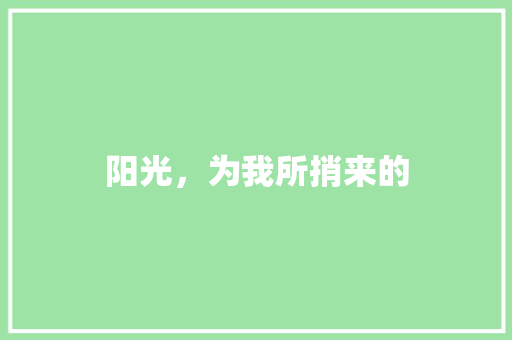 阳光，为我所捎来的
