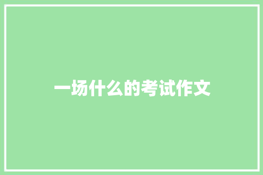 一场什么的考试作文