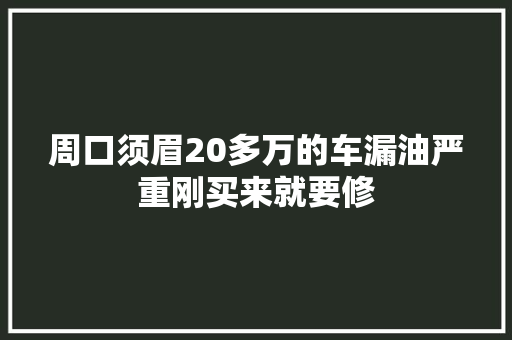 周口须眉20多万的车漏油严重刚买来就要修 汽车知识