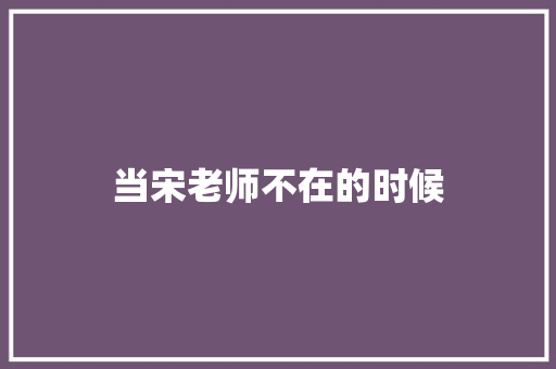 当宋老师不在的时候