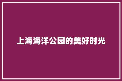 上海海洋公园的美好时光
