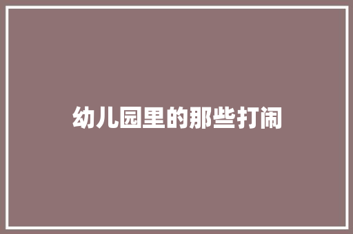 幼儿园里的那些打闹