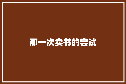 那一次卖书的尝试