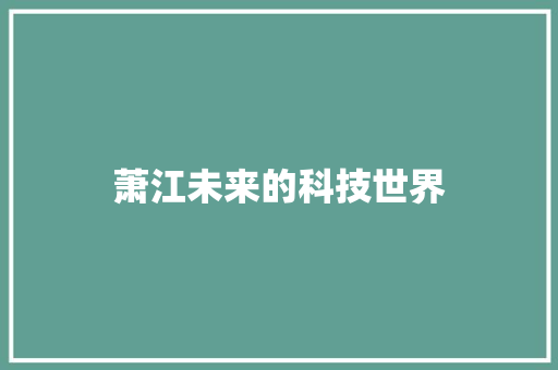 萧江未来的科技世界
