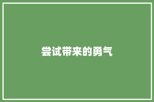 尝试带来的勇气