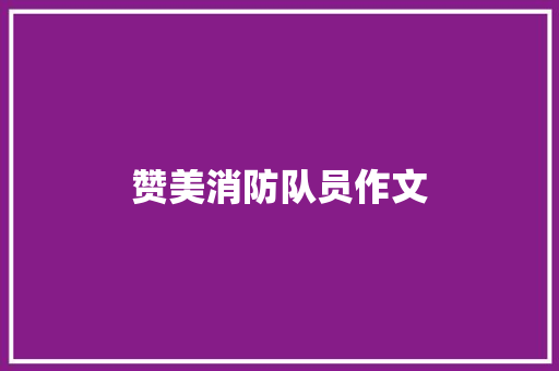 赞美消防队员作文