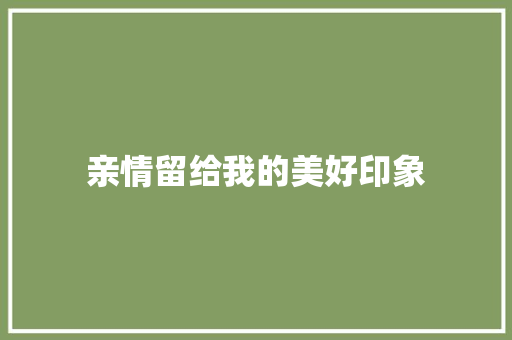 亲情留给我的美好印象