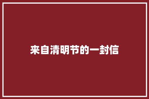 来自清明节的一封信