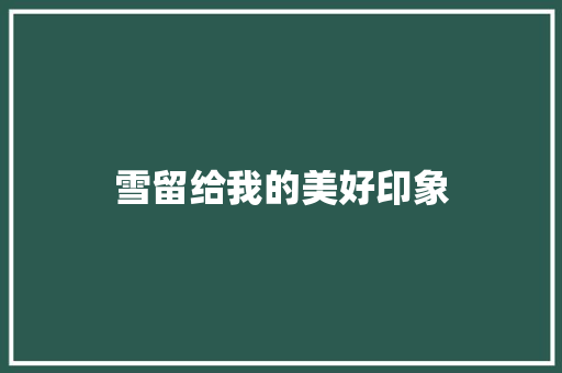 雪留给我的美好印象 知识百科