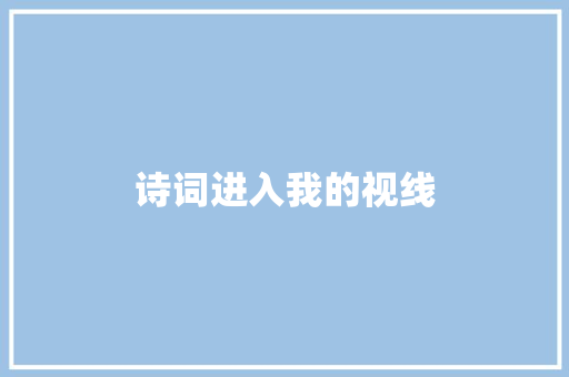 诗词进入我的视线