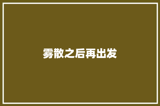 雾散之后再出发