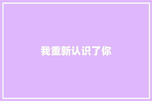 我重新认识了你
