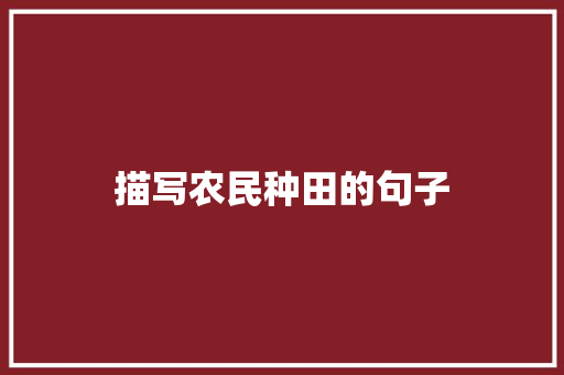 描写农民种田的句子