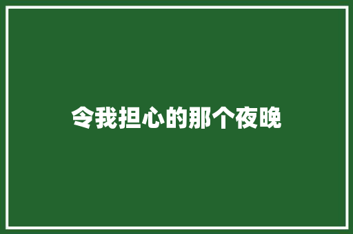 令我担心的那个夜晚