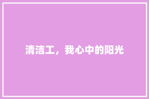 清洁工，我心中的阳光