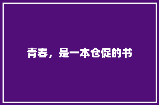 青春，是一本仓促的书