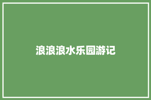 浪浪浪水乐园游记