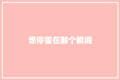 想停留在那个瞬间