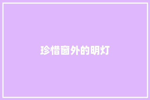 珍惜窗外的明灯