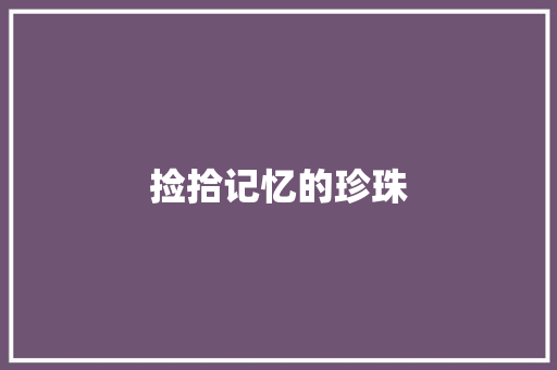 捡拾记忆的珍珠