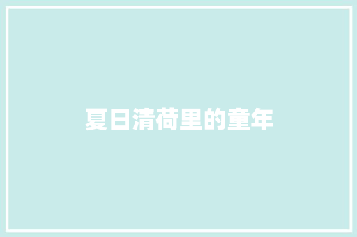 夏日清荷里的童年