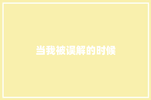 当我被误解的时候