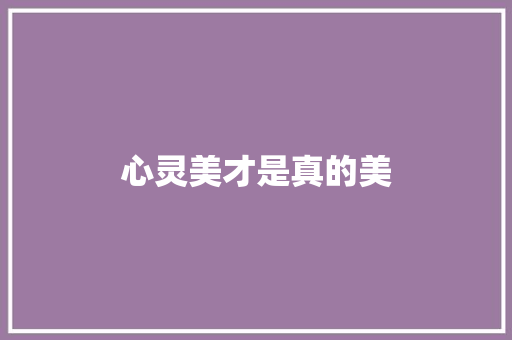 心灵美才是真的美