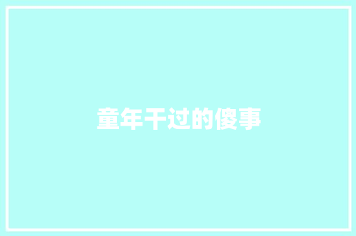 童年干过的傻事