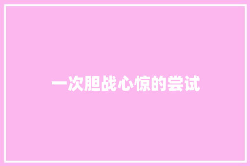 一次胆战心惊的尝试