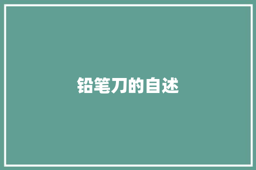 铅笔刀的自述