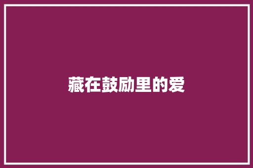 藏在鼓励里的爱