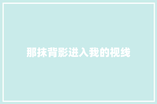 那抹背影进入我的视线
