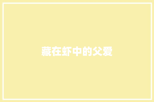 藏在虾中的父爱