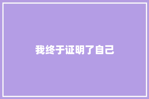 我终于证明了自己