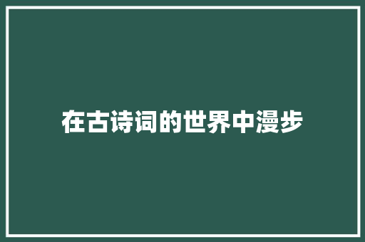 在古诗词的世界中漫步
