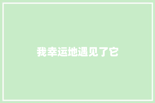 我幸运地遇见了它
