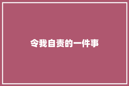 令我自责的一件事
