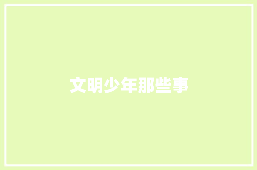 文明少年那些事