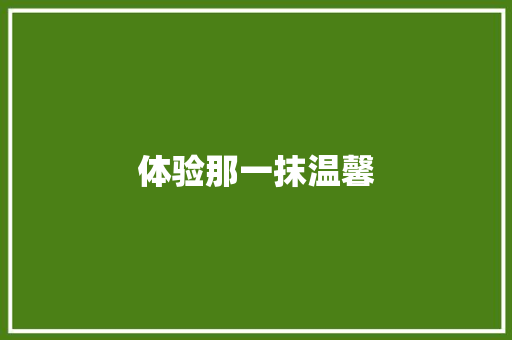 体验那一抹温馨