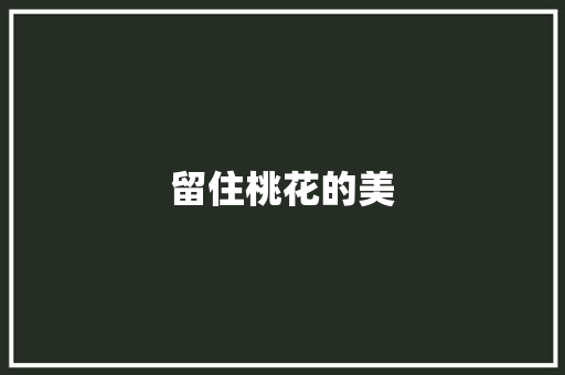 留住桃花的美