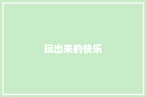 玩出来的快乐